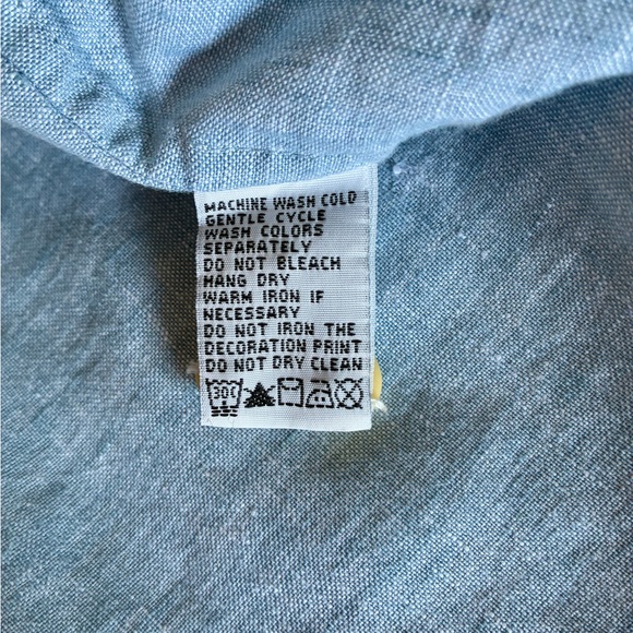 Tommy Bahama 100% Linen Light Blue Button-Down Long Sleeve Shirt M - Picture 11 of 12